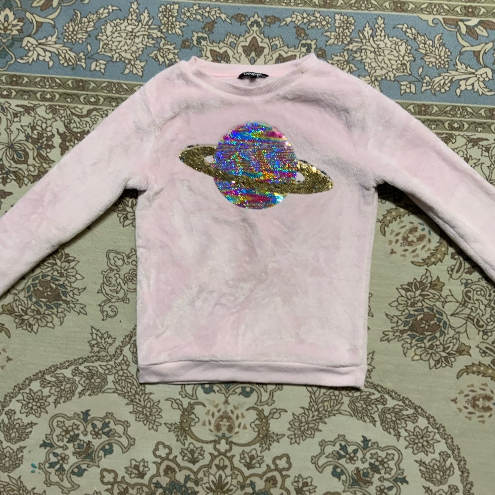 (Girls 10-12) pink sequin sweater